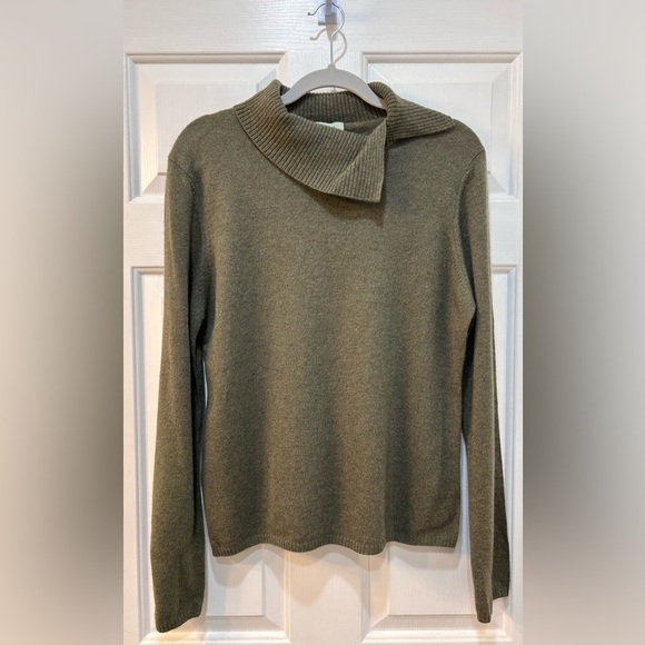 NWT Geneva 100% Cashmere Cowl Neck Sweater Size XL Split Collar Academia Preppy - Picture 1 of 9